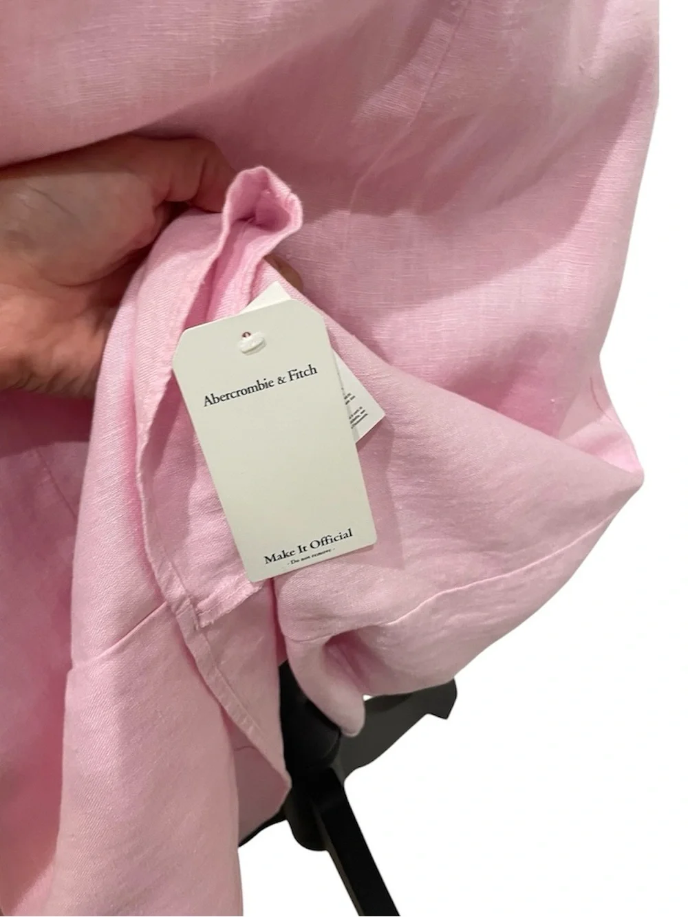 NWT Abercrombie & Fitch Blush Pink Linen Open Back Halter Maxi Dress XST 🌸